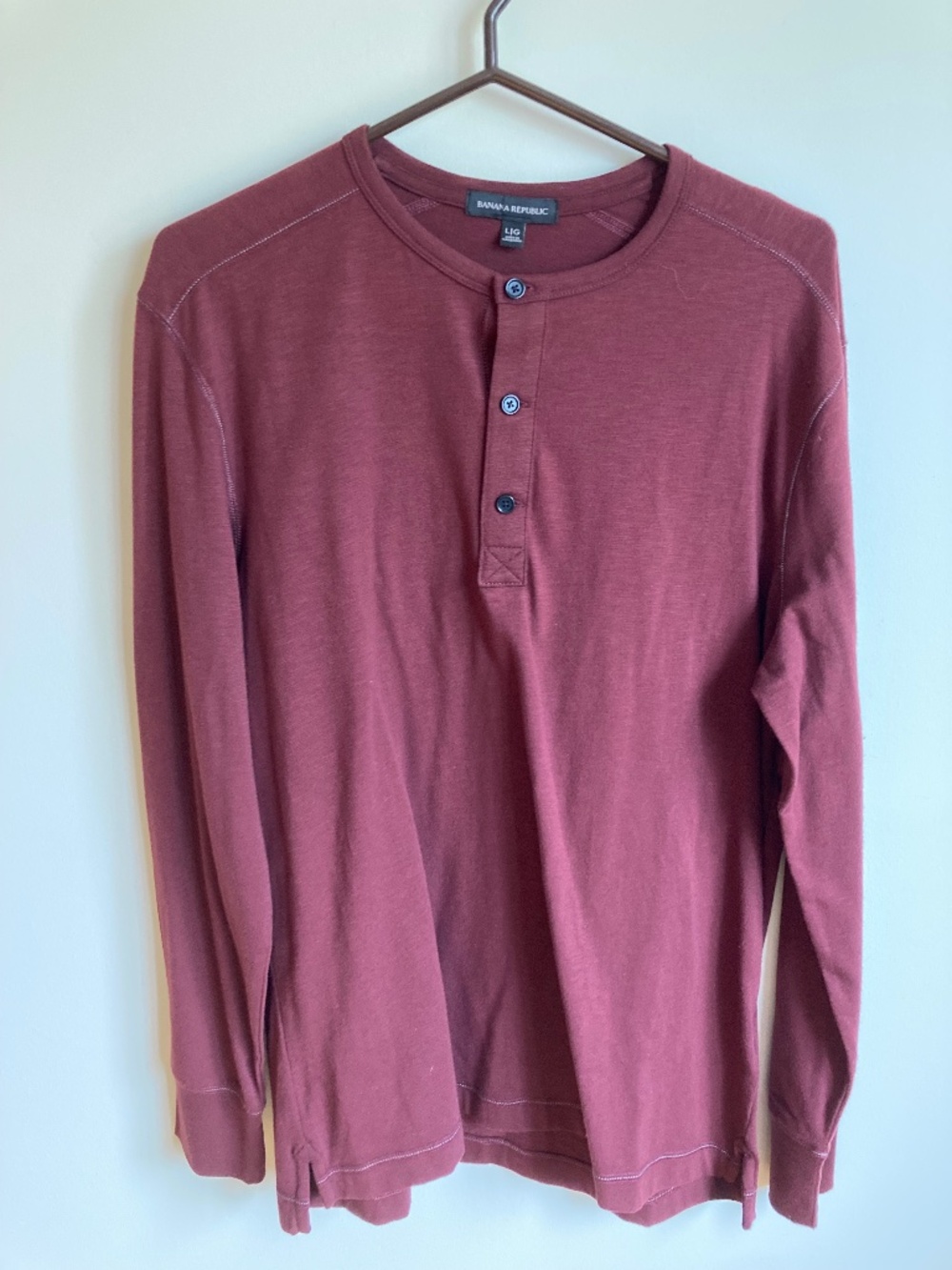 Banana Republic Burgundy Long Sleeve Henley L